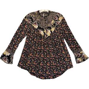 FREE PEOPLE Wildflower Fields Pullover Tunic Blouse Women's Size XS Floral Top